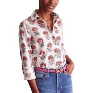 Boden Womens 2 Sienna Floral Cotton Button-Up Shirt Office Artsy Casual Spring